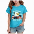 thumbnail image 1 of mgoYE 250th Anniversary USA Shirt Long Sleeve Girls Boys American Flag Shirt Short Sleeve USA 4th of July Flag Tops Loose Patriotic Novelty T-Shirts(Sky Blue,5-6 Years), 1 of 4