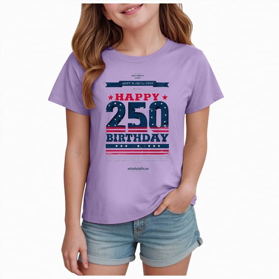 mgoYE 250th Anniversary USA Shirts Gifts for Girls Patriotic Shirts for Girls Boys 4th of July T Shirts American Flag Graphic Tees Tops Short Sleeve Fourth of July Outfits(Purple,5-6 Years)