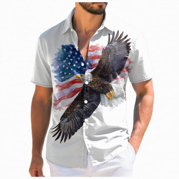 mgoYE 250th Anniversary USA T-Shirt Men's American 250th Anniversary Printed Casual Sweatshirt 250 Years 1776–2026 Patriotic Button Shirt(White,6XL)