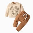 thumbnail image 1 of mgoYE 2Pcs Baby Boys Halloween Outfit Long Sleeve Crew Neck Pumpkin Letters Print Romper Pants Set Clothes Set Size 18-24 Months, 1 of 8