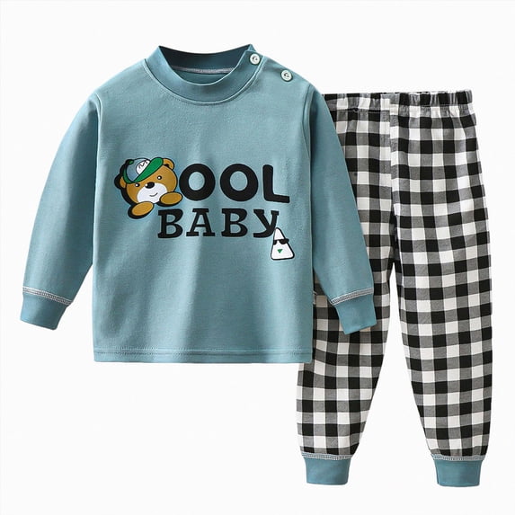 mgoYE 2pcs Toddler Baby Boy Fall Winter Clothes Print Long Sleeve Sweatshirt Tops Casual Pants Set Little Kids Outfits Clothing