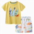 thumbnail image 1 of mgoYE 2t Boys Clothes Toddler Boy Clothes Cartoon Cotton Summer Short Sleeve T-Shirt and Shorts Kids Outfit Set 2-7 Year(Light Yellow,5-6 Years), 1 of 7