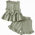 thumbnail image 1 of mgoYE 2t Girl Outfits Baby Girl Clothes Daisy Print Sleeveless Strap Tops and Shorts Set Boho Summer Beach Outfit(Green,2-3 Years), 1 of 9