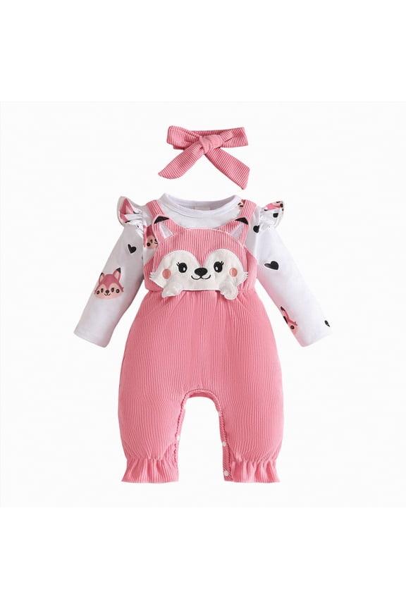 3 Month Girl Clothes Preemie Newborn Baby Girl Clothes Infant Romper Onepiece Fall Winter Outfits Gifts for Girls Cute Romper Set|Pink 12-18 Months