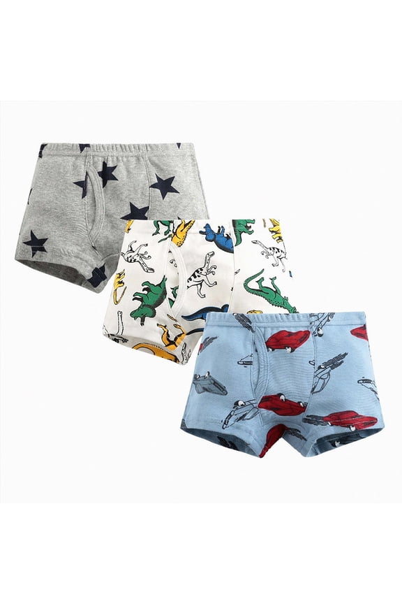 3 Pack Baby Soft Cotton Underwear 2-8 Years Underpants Cotton Boys Boxer Briefs(F,110)