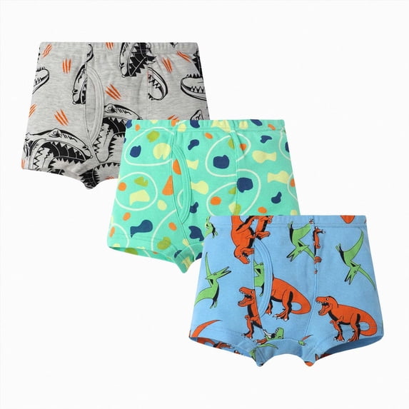 mgoYE 3 Pack Baby Soft Cotton Underwear 2-8 Years for Toddler Boy Truck Dinosaur Multipacks Briefs Children Undies(E,120)
