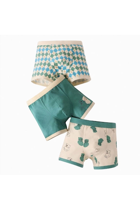 3 Pack Boys Boxer Briefs 3-14 Years Cotton Soft Boys Briefs Toddler Underwear(AG,5-6Y ears)