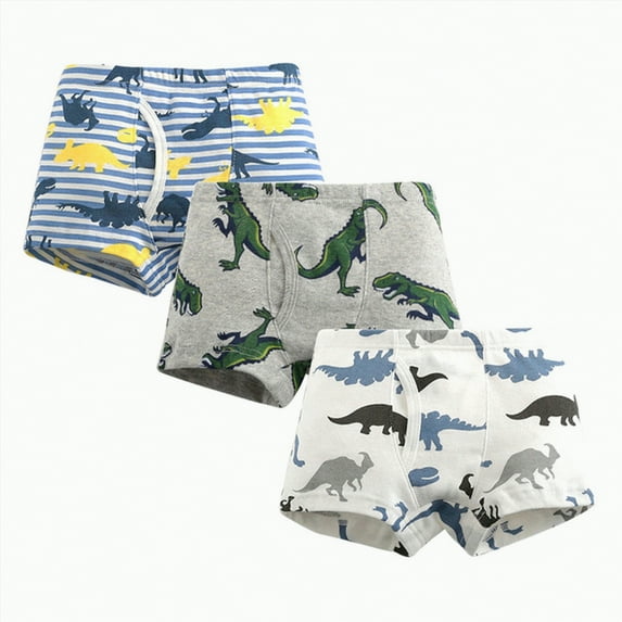mgoYE 3t Boys Underwear Little Boys Boxer Briefs Dinosaur Truck Shark Toddler Kids Underwear 3-Pack (Blue,3-4 Years)