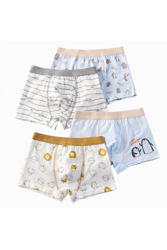 4 Pack Boys’ Boxer Briefs 2-16 Years - Soft Cartoon Colorful Boxer Shorts Briefs for Kids(Light Blue,9-12 Years)
