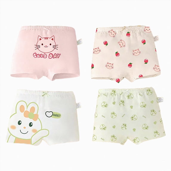 mgoYE 4 Pack Little Girls' Soft Cotton Underwear 2-14 Years Soft Boy Shorts Kids Boxer Briefs Panties(Green,M)