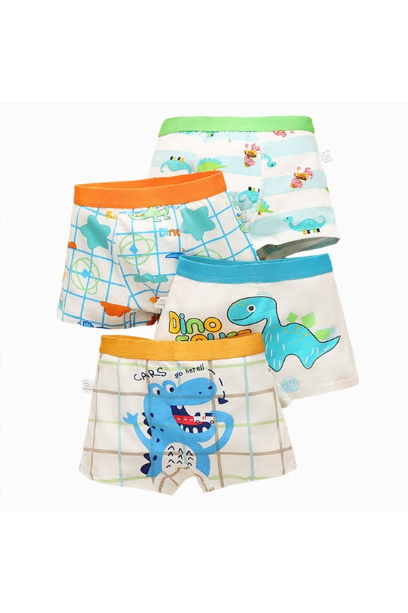 4 Pack Toddler Little Boys Underwear 2-16 Years , Cotton Toddler Boxer Brief Training Pants for Boys(Sky Blue,3-6 Years)