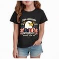thumbnail image 1 of mgoYE 4th of July Shirt Girls Boys 250 Years American Anniversary Shirt American Flag Stars Fireworks Graphic Tee Tops Navy 250th Anniversary Gifts Girls(Black,2-3 Years), 1 of 4