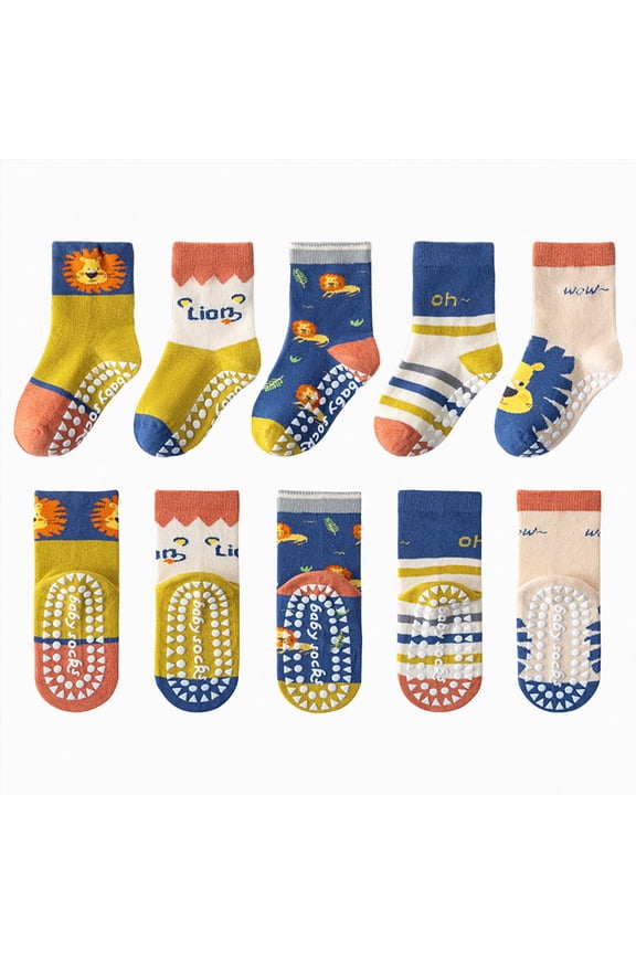 5 Pack Baby Toddler Socks 1-12 Years Cotton Ruffle Turn Cuff Sock(E,1-3 Years)