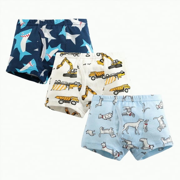 mgoYE 5t Boy Clothes Little Boys Baby Soft Cotton Underwear Dinosaur Briefs Toddler Shark Undies Children Truck Panties (B,2-3 Years)