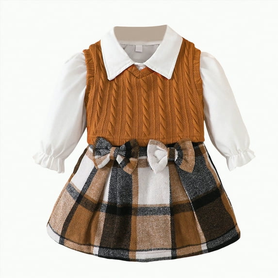 mgoYE 6-9 Month Girl Clothes Preemie Newborn Baby Girl Clothes Infant Romper Fall Winter Outfits Gifts for Girls Cute Bell Bottoms Pant Sets(Brown,9-12 Months)
