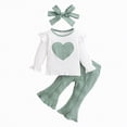 thumbnail image 1 of mgoYE 6-9 Month Girl Clothes Preemie Newborn Baby Girl Clothes Infant Romper Fall Winter Outfits Gifts for Girls Cute Bell Bottoms Pant Sets(Green,6-9 Months), 1 of 6
