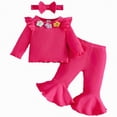 thumbnail image 1 of mgoYE 6-9 Month Girl Clothes Preemie Newborn Baby Girl Clothes Infant Romper Fall Winter Outfits Gifts for Girls Cute Bell Bottoms Pant Sets(Hot Pink,9-12 Months), 1 of 8