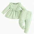 thumbnail image 1 of mgoYE 6-9 Month Girl Clothes Preemie Newborn Baby Girl Clothes Infant Romper Fall Winter Outfits Gifts for Girls Cute Bell Bottoms Pant Sets(Light Green,9-12 Months), 1 of 5