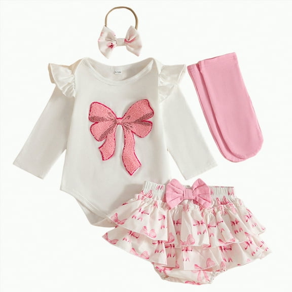 mgoYE 6-9 Month Girl Clothes Preemie Newborn Baby Girl Clothes Infant Romper Fall Winter Outfits Gifts for Girls Cute Bell Bottoms Pant Sets(White,0-3 Months)