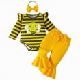 thumbnail image 1 of mgoYE 6-9 Month Girl Clothes Preemie Baby Girl Clothes Romper Fall Winter Outfits for Girls Cute Bell Bottoms Pant Sets(Yellow,9-12 Months), 1 of 9
