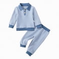 thumbnail image 1 of mgoYE 9 Month Baby Boy Clothes Toddler Fall Winter Outfit Sweater Toddler Boy Striped Clothes 6 12 18 Months 2 3T 4T Pant Set(Blue,2-3 Years), 1 of 4