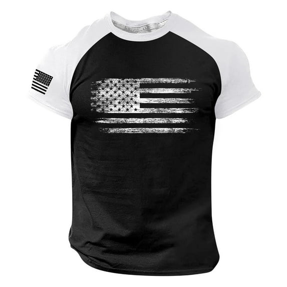 mgoYE American Flag Shirt Men Mens American Flag Shirts: 4th of July T-Shirt USA Flag 1776 Patriotic Short Sleeve Memorial Day Tops L
