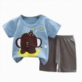 thumbnail image 1 of mgoYE Baby Boy 6-9 Months Clothes Baby Toddler Boys 2 Pieces T-shirts and Shorts Dinosaur Tops & Shorts Summer Outfits|Light Blue 5-6 Years, 1 of 4