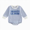 thumbnail image 1 of mgoYE Baby Boy Bubble Romper Daddys/Mamas Lil Dude Color Block Long Sleeve Oversized Bodysuit Newborn Fall Outfit, 1 of 4