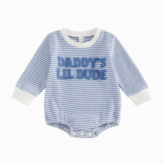 mgoYE Baby Boy Bubble Romper Daddys/Mamas Lil Dude Color Block Long Sleeve Oversized Bodysuit Newborn Fall Outfit
