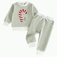 thumbnail image 1 of mgoYE Baby Boy Christmas Outfit Baby Boy Clothes 12 Monthes Long Sleeve Letter Print Crewneck Sweatshirt + Pants Winter Toddler Christmas Clothes|Green 18-24 Months, 1 of 9