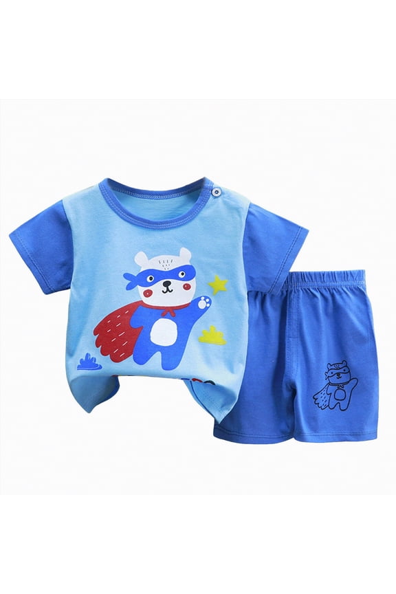 Baby Boy Clothes 0-3 Months Outfits Sets for Boys 2 Piece Boy Clothes Tops Shorts Set Baby Clothes Boy Playwear Summer Boy Outfits|Light Blue 2-3 Years