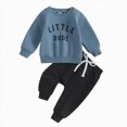thumbnail image 1 of mgoYE Baby Boy Clothes 0-3 Months Summer Fall Winter Outfits Letter Crewneck Sweatshirt Casual Pants 2Pcs Clothes Set(Blue,3-4 Years), 1 of 5
