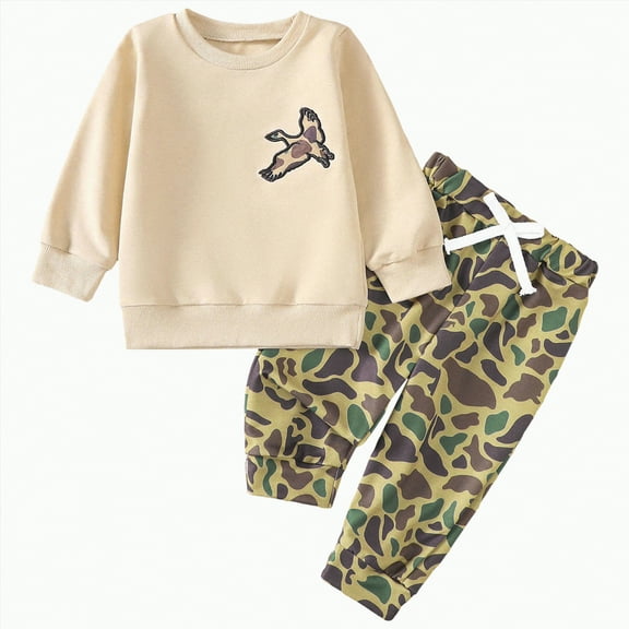 mgoYE Baby Boy Clothes 12-18 Months Baby Winter Clothes Toddler Baby Boy Clothes Long Sleeve Sweatshirt Pants Set Fall Winter Outfits|Beige 2-3 Years