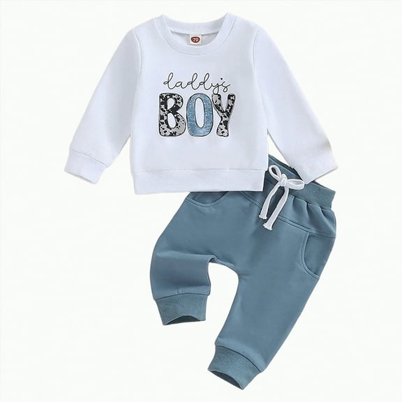 mgoYE Baby Boy Clothes 12-18 Months Baby Winter Clothes Toddler Baby Boy Clothes Long Sleeve Sweatshirt Pants Set Fall Winter Outfits(Blue,12-18 Months)