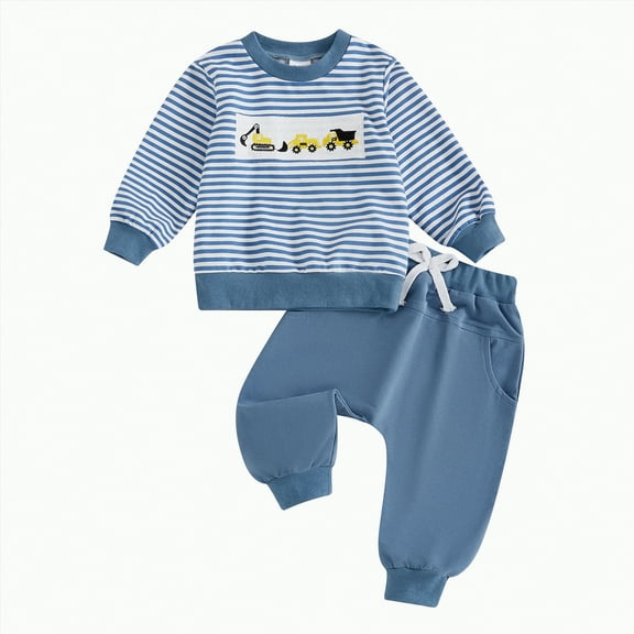 mgoYE Baby Boy Clothes 12-18 Months Baby Winter Clothes Toddler Baby Boy Clothes Long Sleeve Sweatshirt Pants Set Fall Winter Outfits|Blue 6-12 Months
