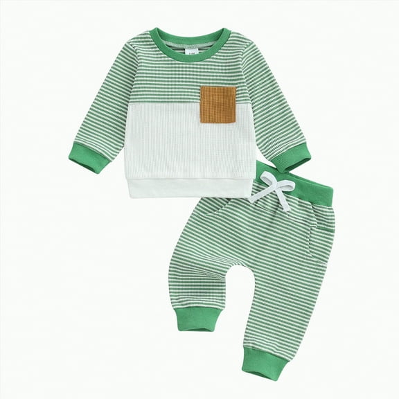 mgoYE Baby Boy Clothes 12-18 Months Baby Winter Clothes Toddler Baby Boy Clothes Long Sleeve Sweatshirt Pants Set Fall Winter Outfits|Green 0-6 Months