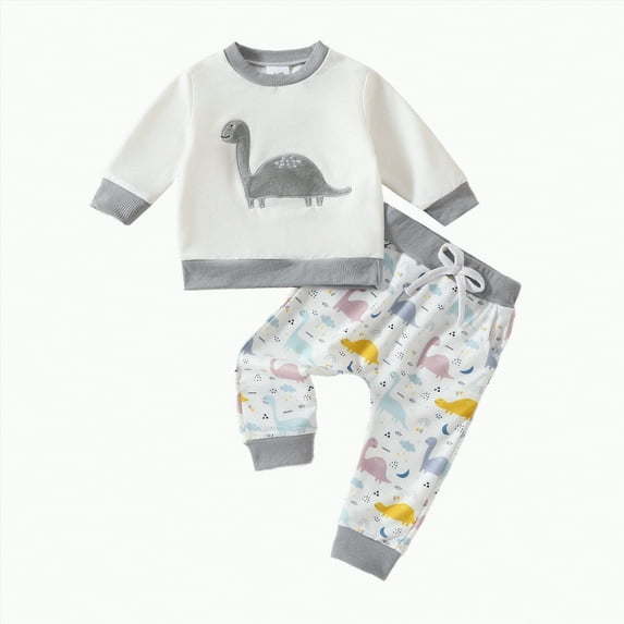 mgoYE Baby Boy Clothes 12-18 Months Baby Winter Clothes Toddler Baby Boy Clothes Long Sleeve Sweatshirt Pants Set Fall Winter Outfits|Grey 18-24 Months
