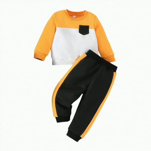 mgoYE Baby Boy Clothes 12-18 Months Baby Winter Clothes Toddler Baby Boy Clothes Long Sleeve Sweatshirt Pants Set Fall Winter Outfits|Yellow 2-3 Years