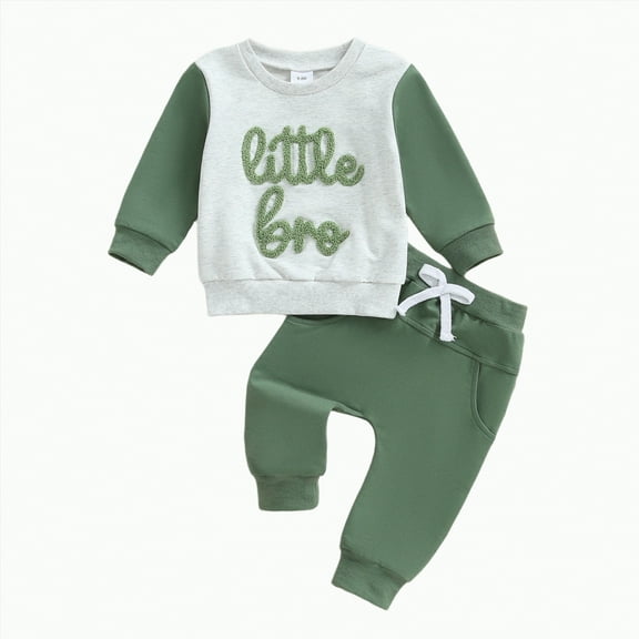 mgoYE Baby Boy Clothes 12-18 Months Fall Outfits Set Clothes Long Sleeve Sweatshirt  Sweatpants 2 Piece Casual Autumn Clothing for Kids Boys|Green 12-18 Months