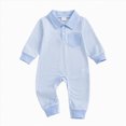 thumbnail image 1 of mgoYE Baby Boy Clothes 12-18 Months Newborn Outfits Baby Boy Clothes Spring Long Sleeve Waffle Knit Collared Romper Jumpsuit(Blue,12-18 Months), 1 of 6