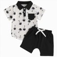 thumbnail image 1 of mgoYE Baby Boy Clothes 12-18 Months Toddler Baby Boy Clothes Tropical Vacation Summer Outfits Button Short Sleeves Hawaiian Beach Shirts & Shorts with Pockets(Black,0-6 Months), 1 of 7