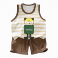 thumbnail image 1 of mgoYE Baby Boy Clothes 12-18 Months Toddler Baby Boy Summer Clothes Cute Dinosaur Tank Tops+Shorts Outfits Lightweight Elastic Cotton Short Sets|Coffee 3-6 Months, 1 of 5