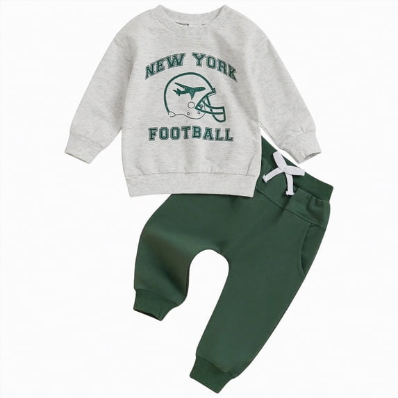 mgoYE Baby Boy Clothes 12-18 Months Toddler Baby Football Outfits Sundays are for The Football Sweatshirt Top Pants Set Cute Fall Clothes Spring Clothes(Grey,0-6 Months)