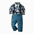 thumbnail image 1 of mgoYE Baby Boy Clothes 12-20 Months Baby Boy Formal Long Set Toddler Fall Gentleman Outfit Kid Long Sleeve Bowtie Shirt Suspender Longs Suit(Light Blue,5-6 Years), 1 of 5