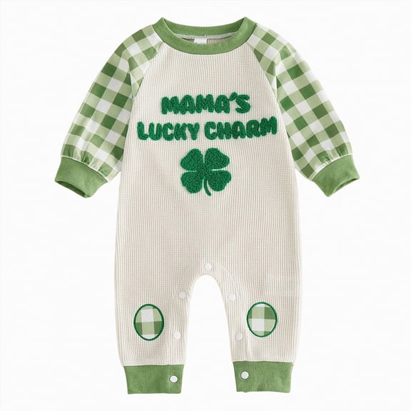 mgoYE Baby Boy Clothes 3-6 Months My First St Patricks Day Baby Girl Boy Outfit Cute Clover Jumpsuit Irish Romper Newborn Fall Winter Spring Clothes(White,0-3 Months)