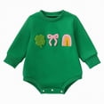 thumbnail image 1 of mgoYE Baby Boy Clothes 3-6 Months Newborn Baby Girl Boy St Patricks Day Outfit Irish Print Sized Romper Clover Long Sleeve Bodysuit Clothes(Green,3-6 Months), 1 of 9