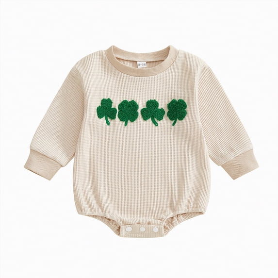 mgoYE Baby Boy Clothes 3-6 Months Newborn Baby Girl Easter Outfit Bunny Bubble Romper Sweatshirt Infant Long Sleeve Onesie Spring Summer Clothes(Beige,3-6 Months)