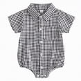thumbnail image 1 of mgoYE Baby Boy Clothes 6-9 Months Newborn Baby Boy Clothes Button Short Sleeve Shirt Romper Jumpsuit Collared Bodysuit One-Piece Summer Outfit(Black,0-3 Months), 1 of 9