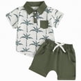 thumbnail image 1 of mgoYE Baby Boy Clothes 6-9 Months Toddler Baby Boy Clothes Tropical Vacation Summer Outfits Button Short Sleeves Hawaiian Beach Shirts & Shorts with Pockets(AG,18-24 Months), 1 of 7
