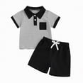 thumbnail image 1 of mgoYE Baby Boy Clothes 9-12 Months Dinosaur Toddler Clothes Summer Outfits Short Sleeve Solid Elastic Sweatshirt and Shorts 2 Piece Sweatsuit Set(Black,2-3 Years), 1 of 6
